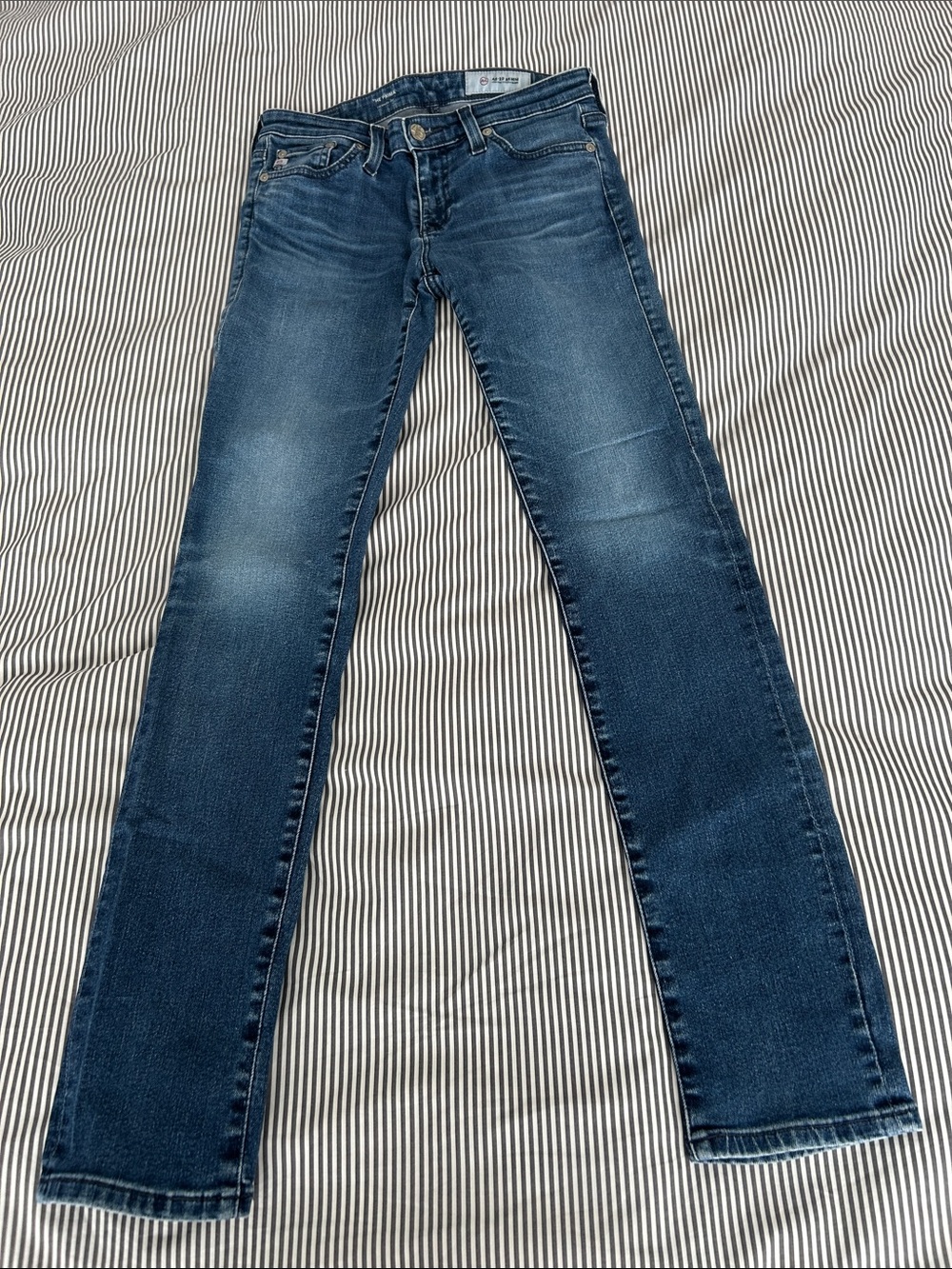Ag Adriano Goldschmied The Prima Cigarette Slim Skinny Jeans in Medium Blue Fade